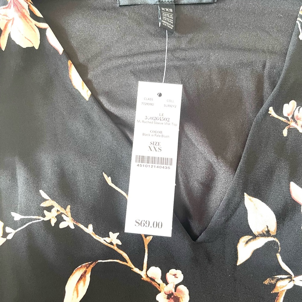 NWT Whbm Sheer-Sleeve Ruched Top, Xxs ($69) - Picture 7 of 7
